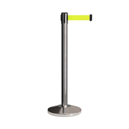 Montour Line Stanchion Belt Barrier Pol.Steel Post 7.5ftFl.Yel Belt ES400-PS-FYW-ML-75